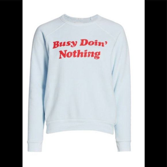 MOTHER Busy Doin Nothing light blue crew neck sweatshirt Sz XS - Picture 2 of 7